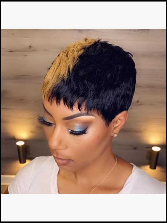 Short Pixie Cut Wig with Bangs Human Hair Layered Machine Made High Density main image 4